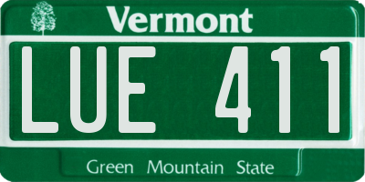 VT license plate LUE411