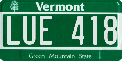 VT license plate LUE418