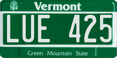 VT license plate LUE425