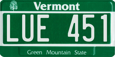 VT license plate LUE451