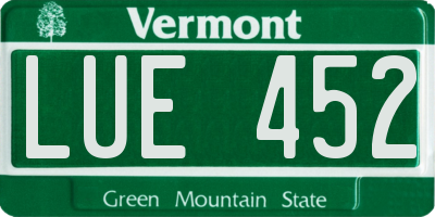 VT license plate LUE452