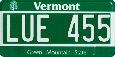 VT license plate LUE455