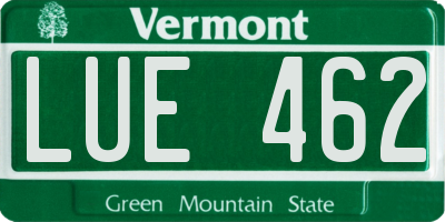 VT license plate LUE462