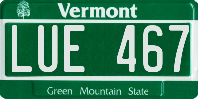 VT license plate LUE467