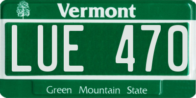 VT license plate LUE470