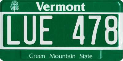 VT license plate LUE478