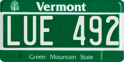 VT license plate LUE492