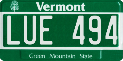 VT license plate LUE494