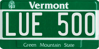 VT license plate LUE500