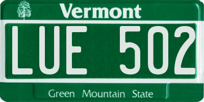 VT license plate LUE502