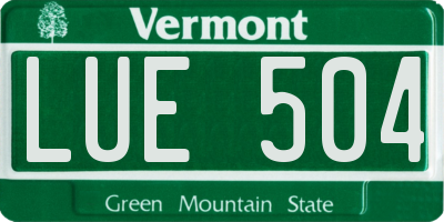 VT license plate LUE504