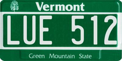 VT license plate LUE512
