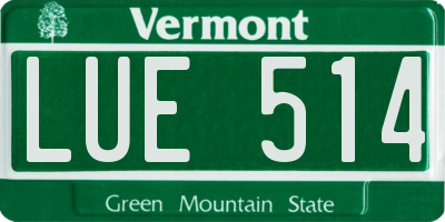 VT license plate LUE514