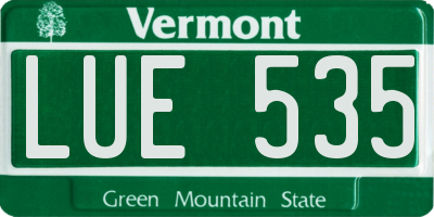 VT license plate LUE535