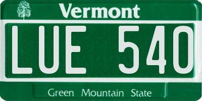 VT license plate LUE540