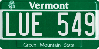 VT license plate LUE549