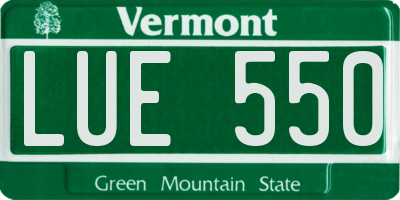 VT license plate LUE550