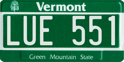 VT license plate LUE551