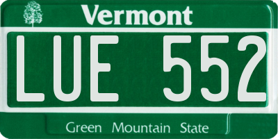 VT license plate LUE552