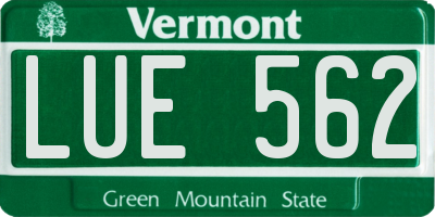 VT license plate LUE562