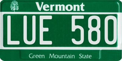 VT license plate LUE580