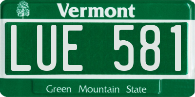 VT license plate LUE581