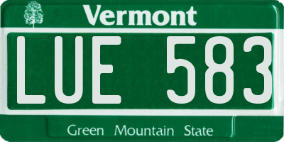 VT license plate LUE583