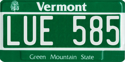 VT license plate LUE585