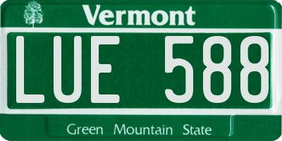 VT license plate LUE588