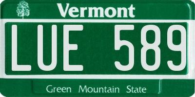 VT license plate LUE589