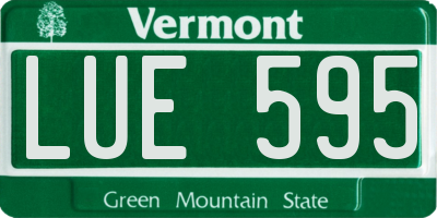 VT license plate LUE595