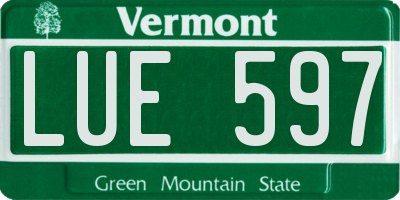 VT license plate LUE597