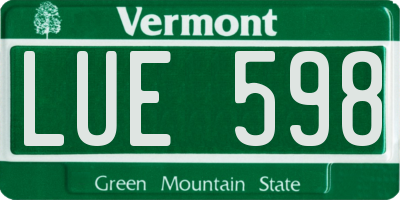 VT license plate LUE598