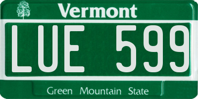 VT license plate LUE599