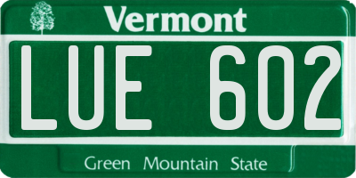 VT license plate LUE602