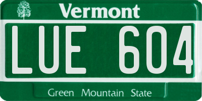 VT license plate LUE604