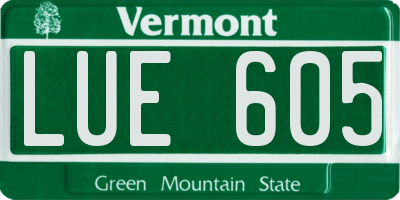 VT license plate LUE605