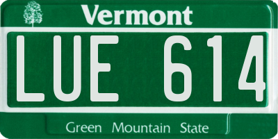 VT license plate LUE614