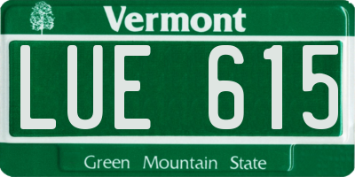 VT license plate LUE615