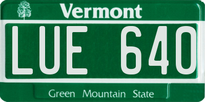 VT license plate LUE640