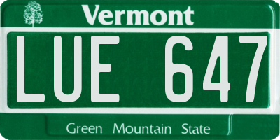 VT license plate LUE647