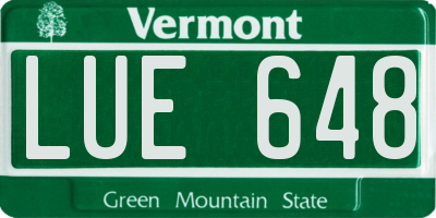 VT license plate LUE648