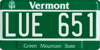 VT license plate LUE651