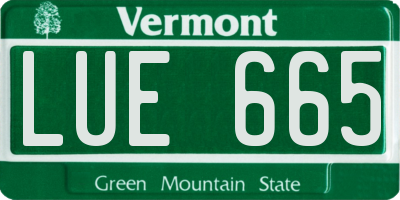 VT license plate LUE665