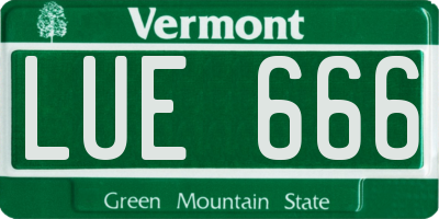 VT license plate LUE666