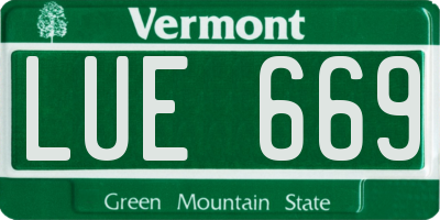 VT license plate LUE669