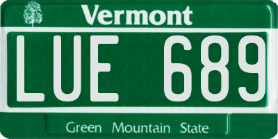 VT license plate LUE689