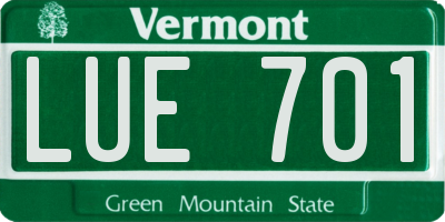 VT license plate LUE701