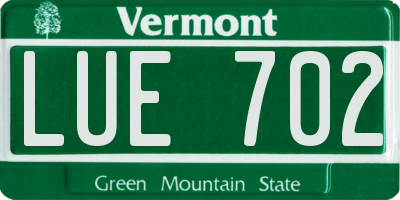 VT license plate LUE702