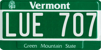 VT license plate LUE707